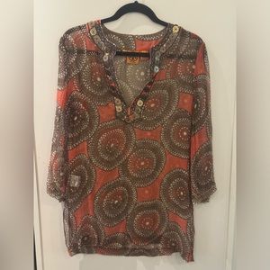 Tory Burch Multicolor Sheer Silk Tunic